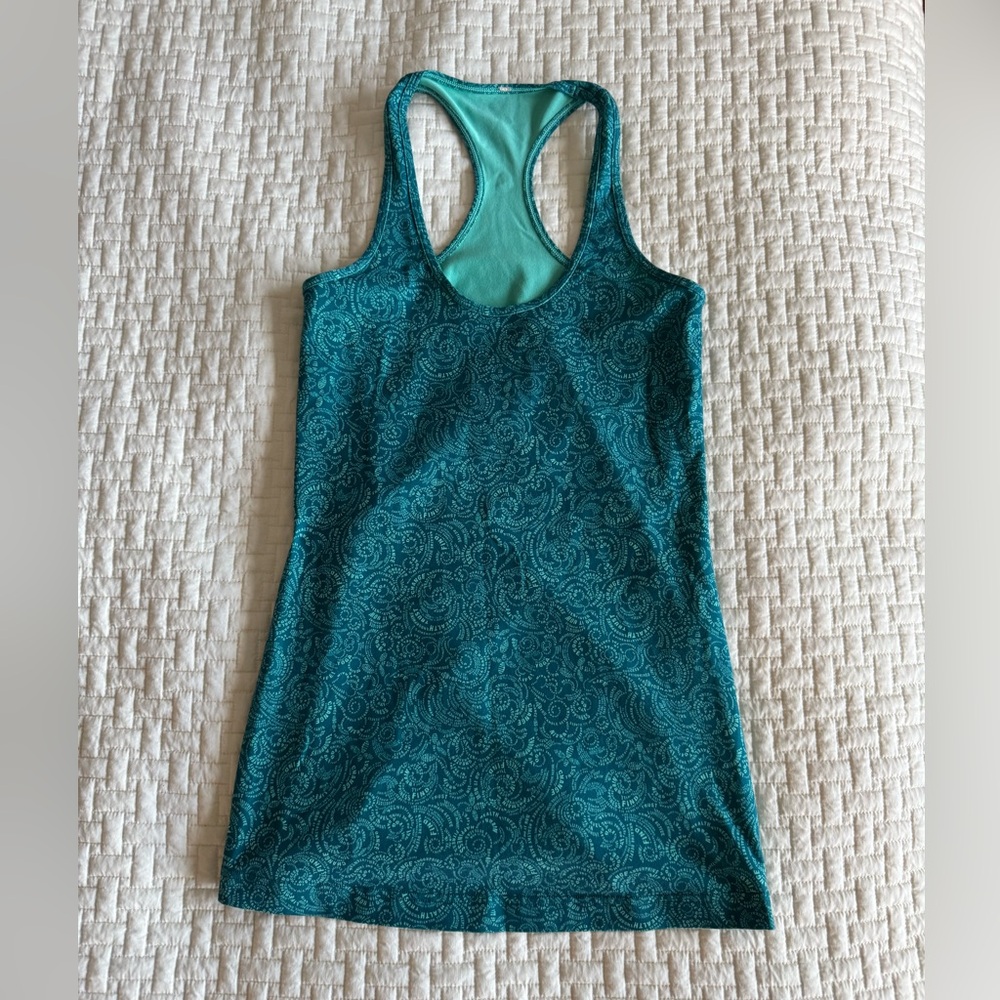 Teal Patterned Racerback Tank Top LULULEMON